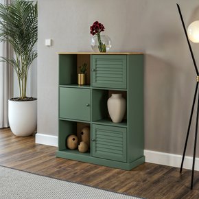 Estante 3 Portas em Madeira de Pinus - Verde