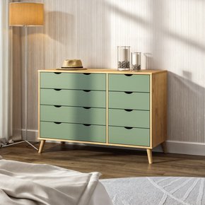 Cômoda 4 + 4 Gavetas em Madeira de Pinus - Verde